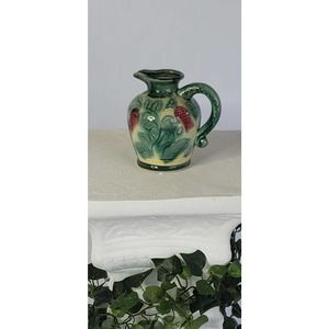 Vintage Pottery Pitcher Vase with Handle, Made In Japan.